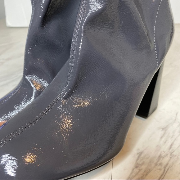 New! Topshop Brody Patent Faux Leather Gray Stretch Bootie 38 - Picture 14 of 15